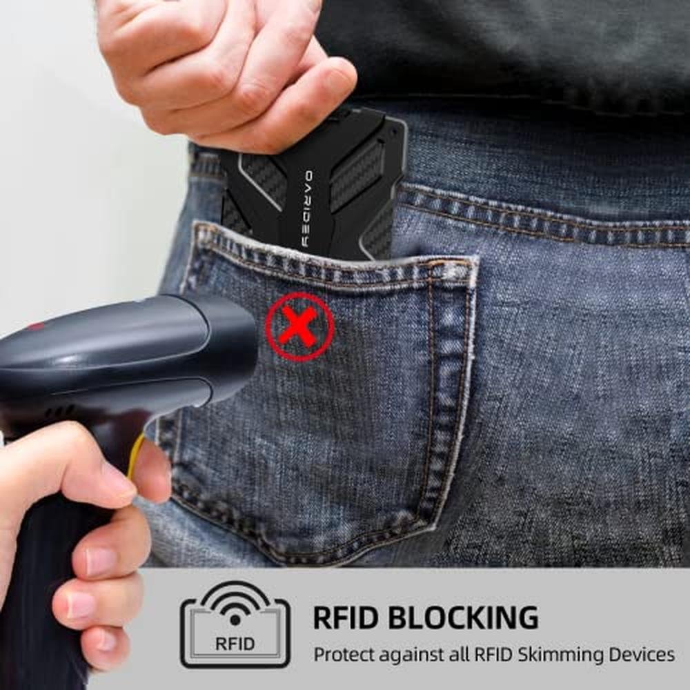 Oaridey Men's Ultra-Thin Aluminum Wallet with RFID Blocking – In Use