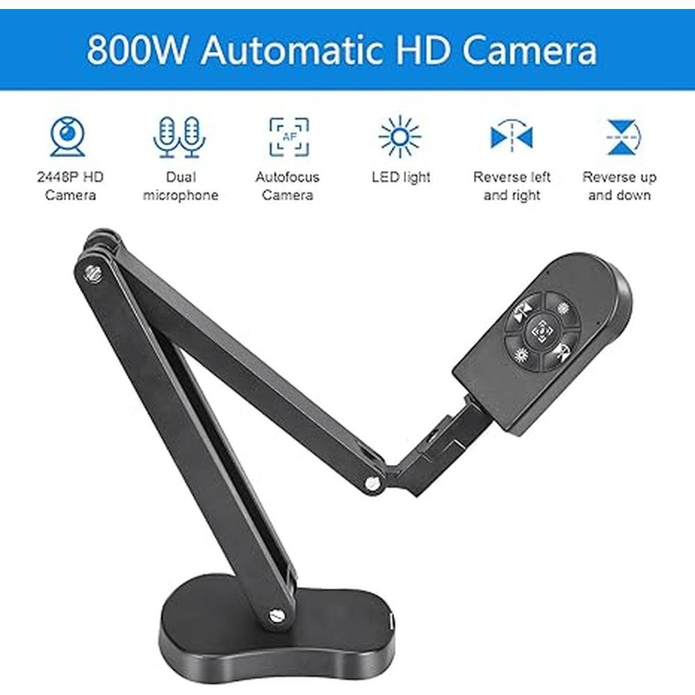 Document Camera: kitchbai 4K USB Document Camera 8MP Webcam – Side View