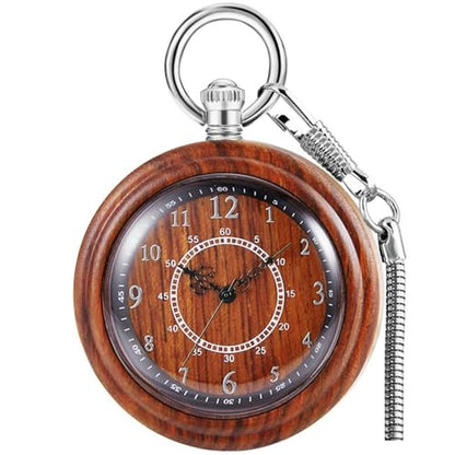 Wooden Pocket Watch: Tiong Men's Analog Quartz Watch with – Front View