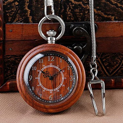 Wooden Pocket Watch: Tiong Men's Analog Quartz Watch with – Side View