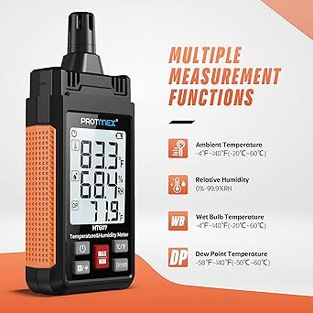 Humidity HT607: Protmex HT607 High-Precision Digital – Close-up Detail