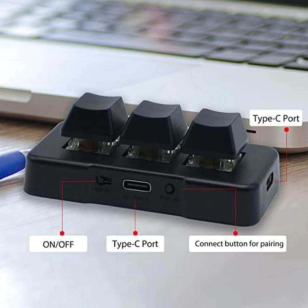 Keypad Gaming: 3-Key Mini Keypad Wireless USB 2-in-1 – Close-up Detail