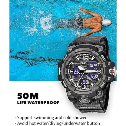 Gosasa Men's Large Face Outdoor Sports Watches Military – Close-up Detail