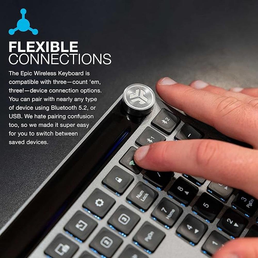 Jlab Epic Wireless Keyboard: 108 Keys – Close-up Detail