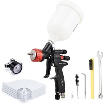 Gun Paint: AEROPRO A608 HVLP Air Spray Gun Kit 1.3mm Nozzle – Front View