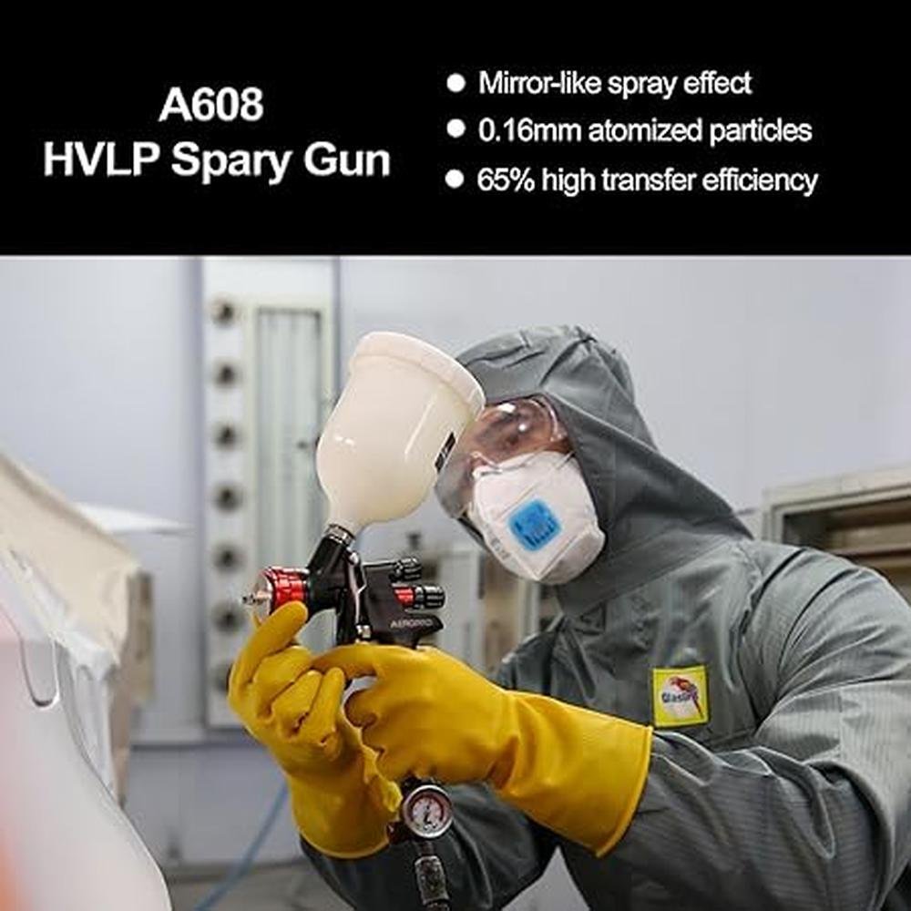 Gun Paint: AEROPRO A608 HVLP Air Spray Gun Kit 1.3mm Nozzle – Side View