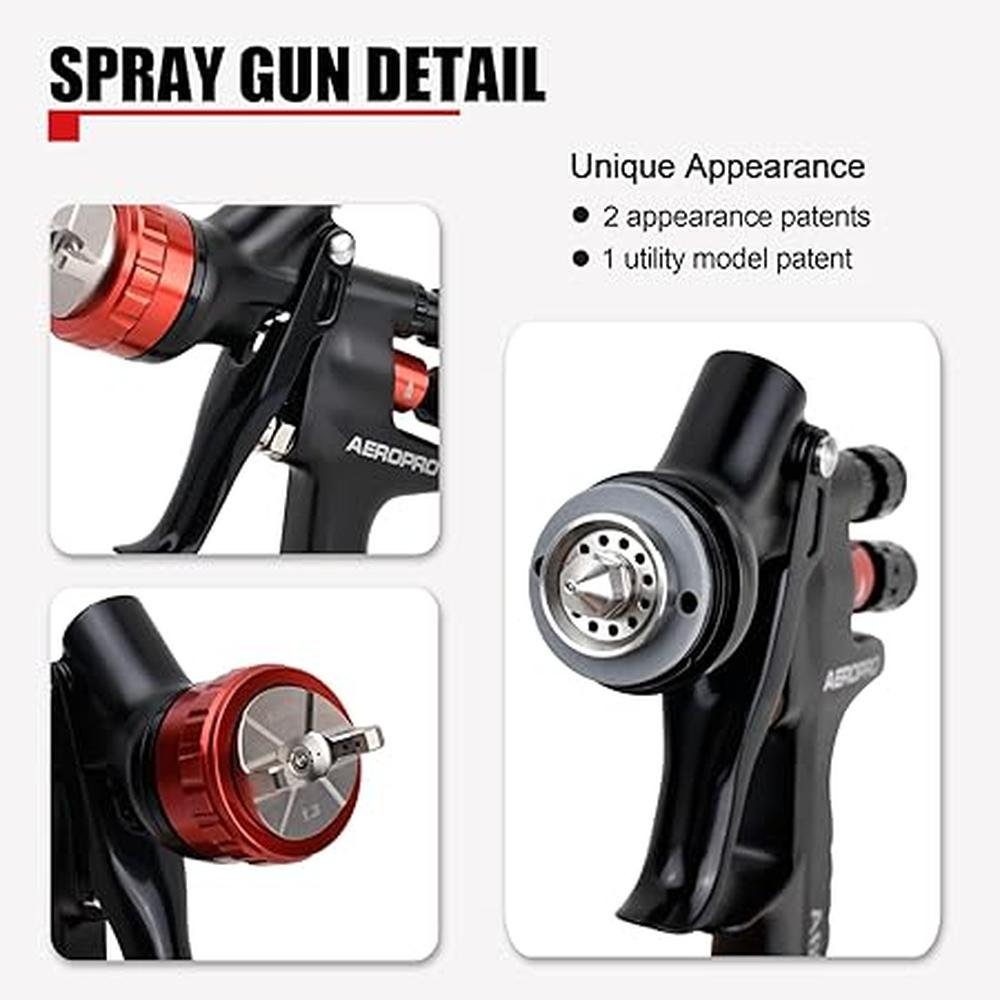 Gun Paint: AEROPRO A608 HVLP Air Spray Gun Kit 1.3mm Nozzle – Close-up Detail