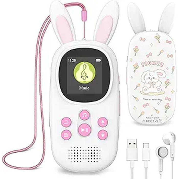 MP3 Player: Cute Bunny Kids Music MP3 Player with Bluetooth – Front View