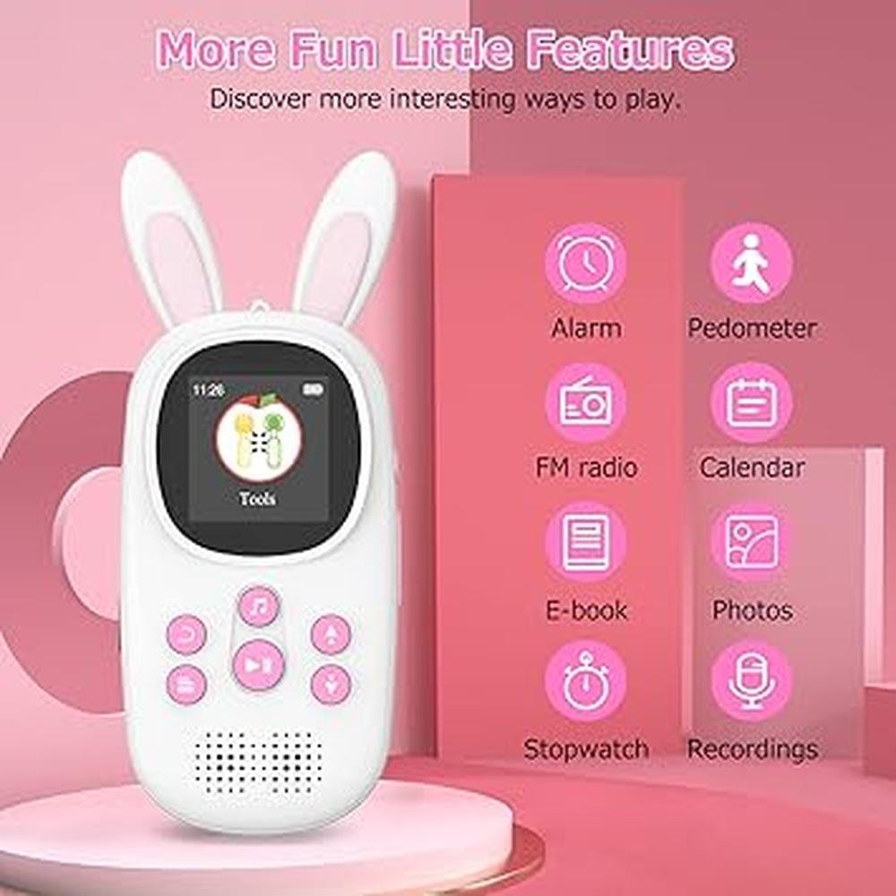 MP3 Player: Cute Bunny Kids Music MP3 Player with Bluetooth – Close-up Detail