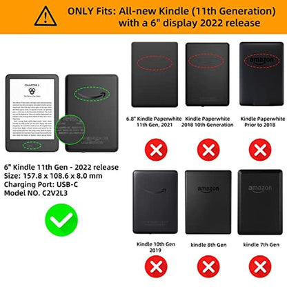 Cover Kindle: WALNEW Case Cover for 6 All-New Kindle 2024 – Side View