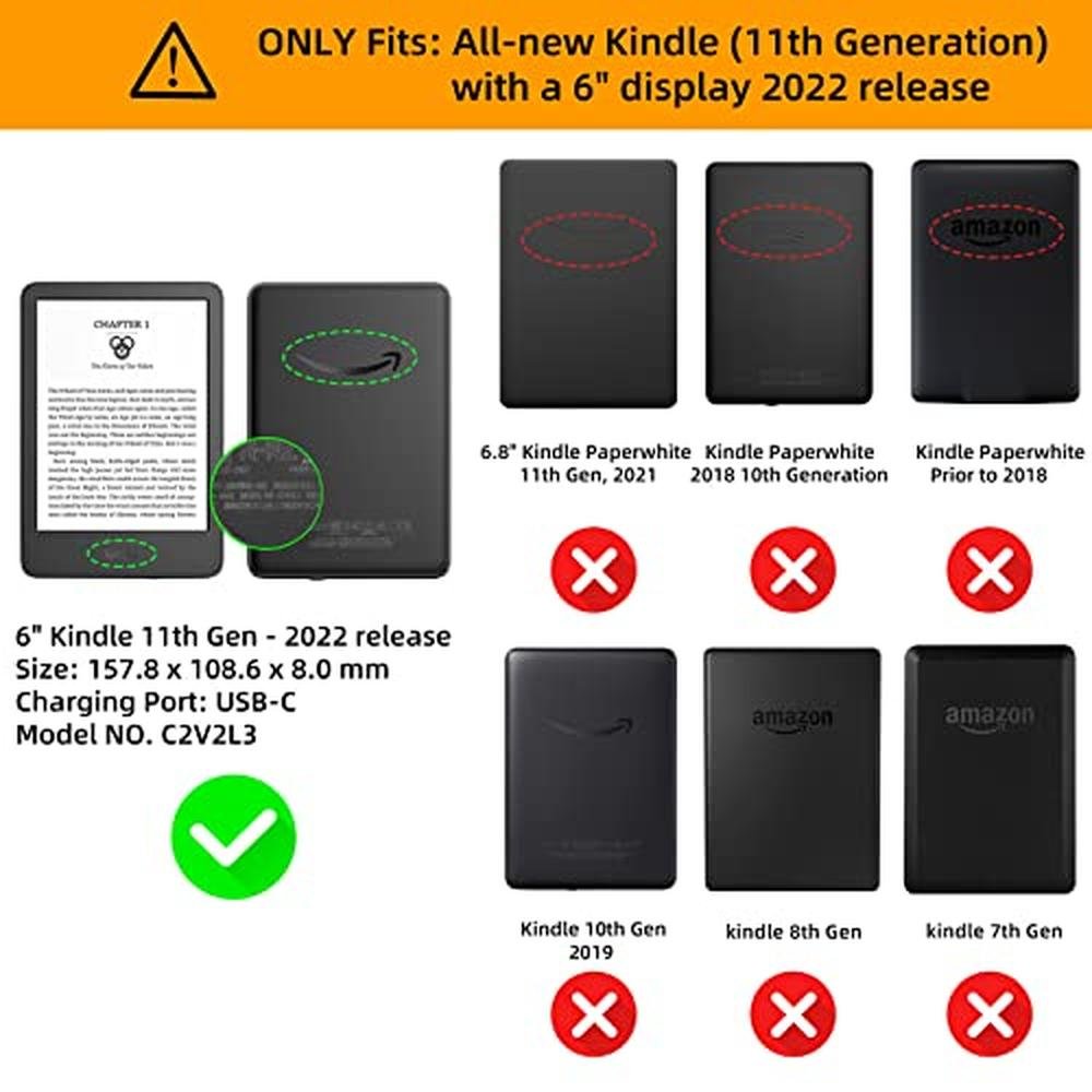Cover Kindle: WALNEW Case Cover for 6 All-New Kindle 2024 – Side View