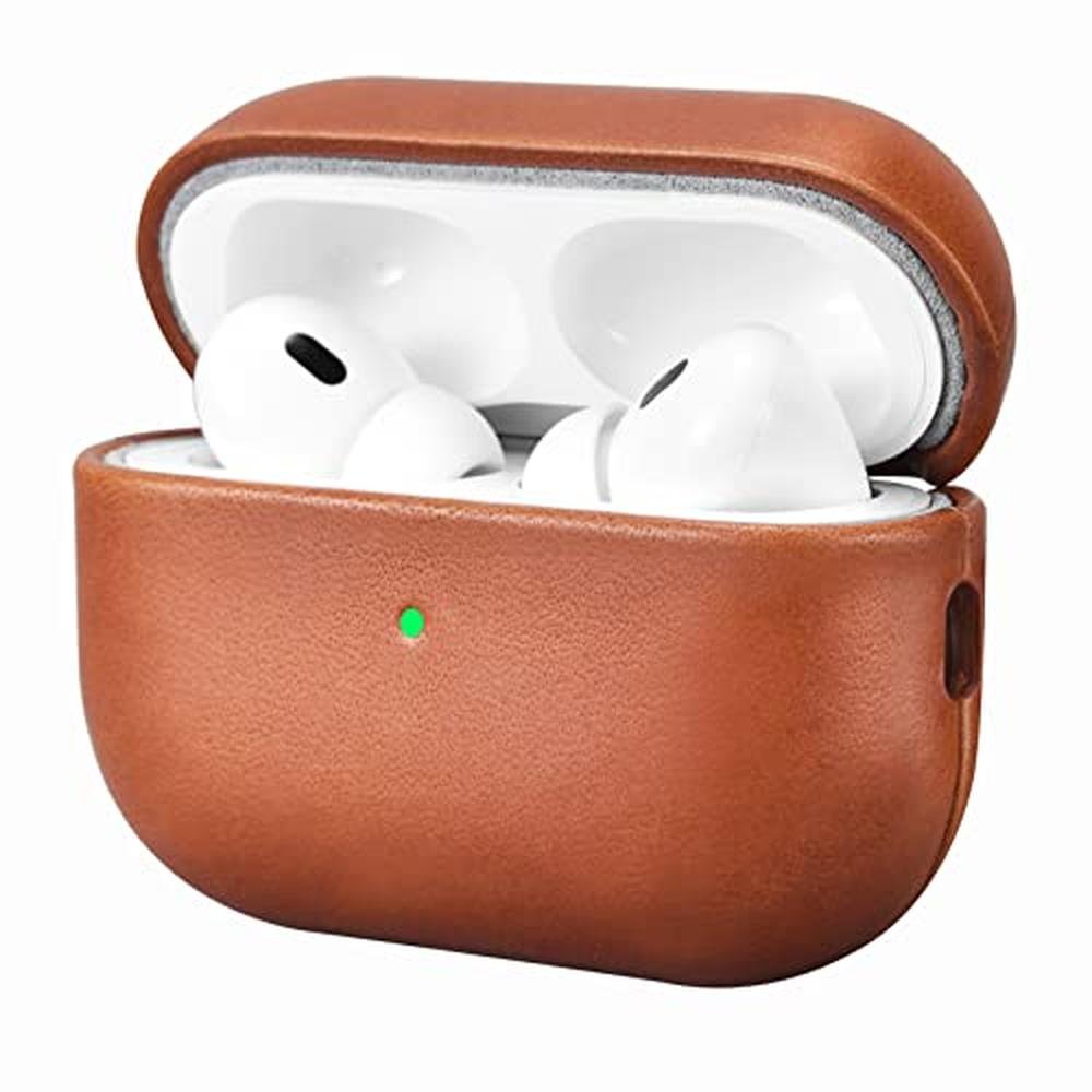 Leather Case: Icarer Family Leather Case for AirPods Pro 2 – Front View