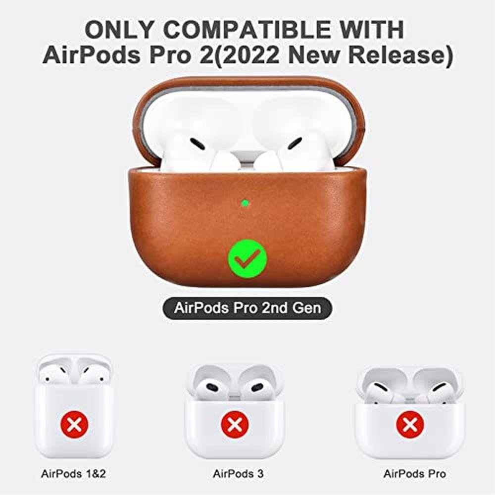 Leather Case: Icarer Family Leather Case for AirPods Pro 2 – Side View