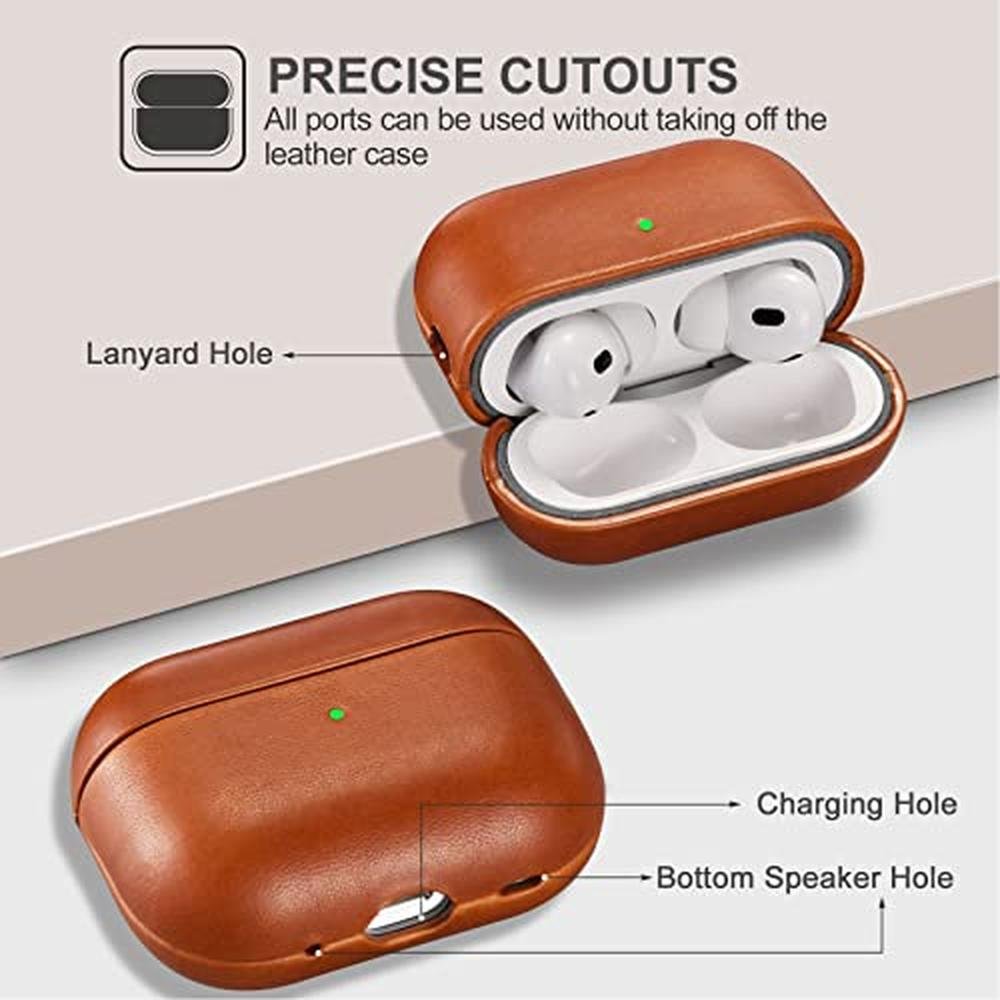 Leather Case: Icarer Family Leather Case for AirPods Pro 2 – Close-up Detail