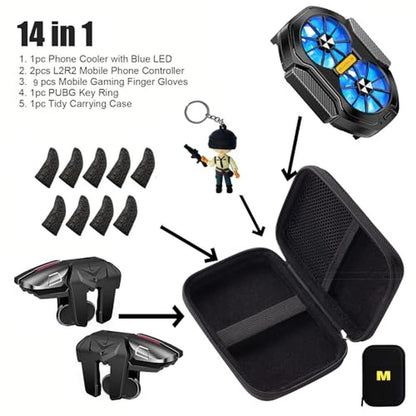 Premium 14-in-1 Mobile Phone Cooling System with LED Light – Front View