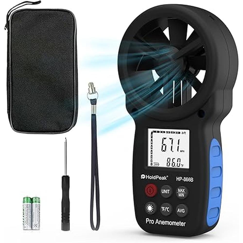 Wind Speed: HoldPeak 866B Digital Anemometer Handheld Wind – Front View