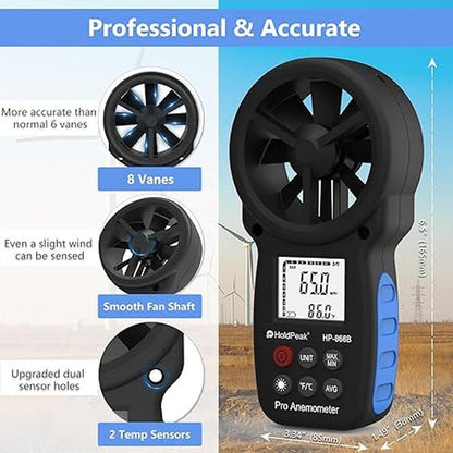 Wind Speed: HoldPeak 866B Digital Anemometer Handheld Wind – In Use