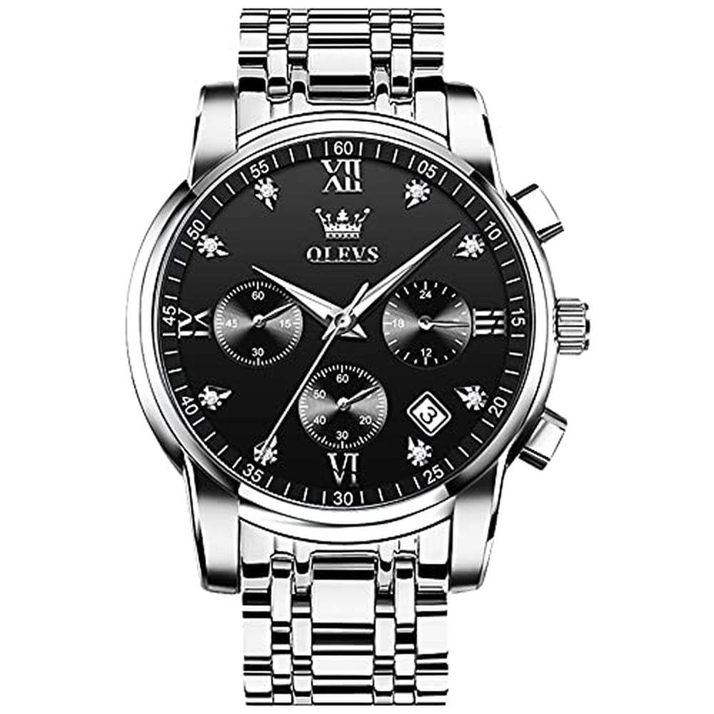 Watch Men: OLEVS Black Watches for Men – Front View