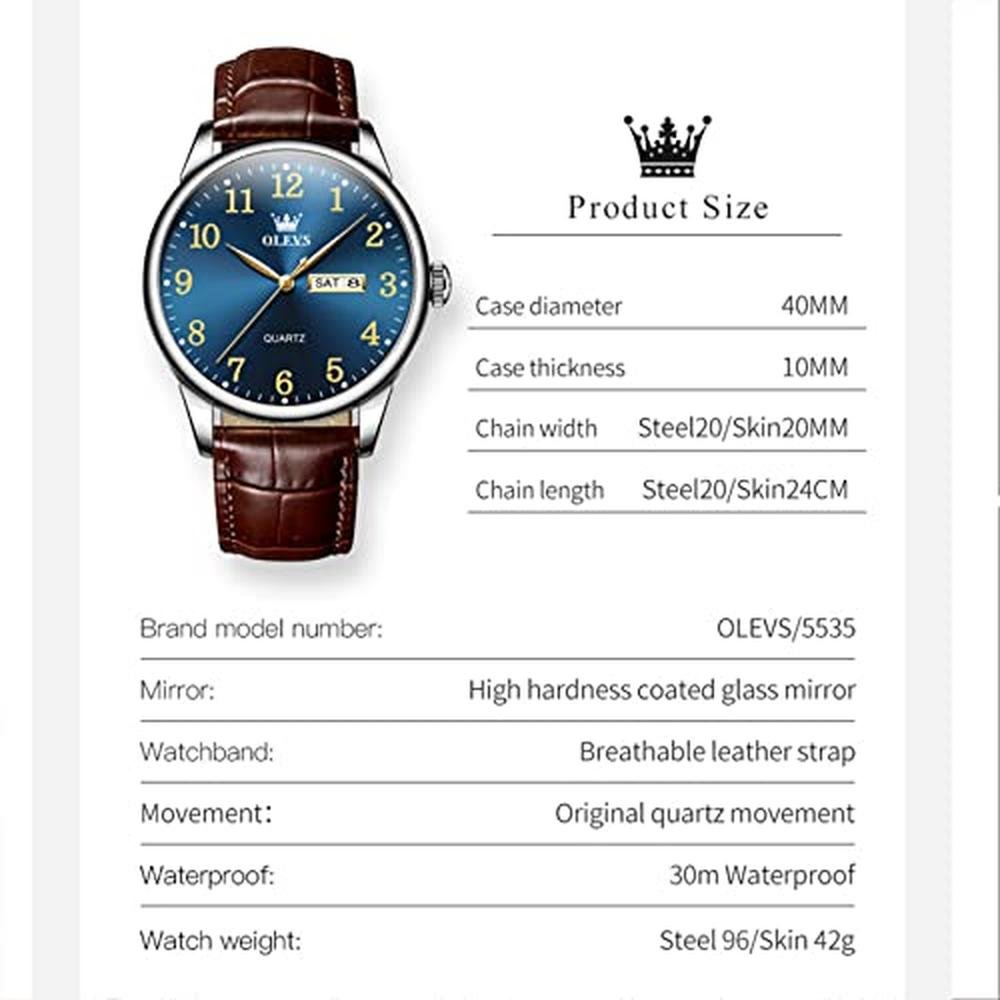 Watch Leather: OLEVS Classic Luxury Dress Watches – Side View
