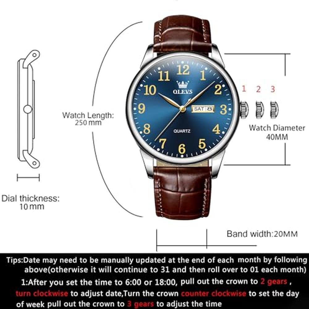 Watch Leather: OLEVS Classic Luxury Dress Watches – Close-up Detail