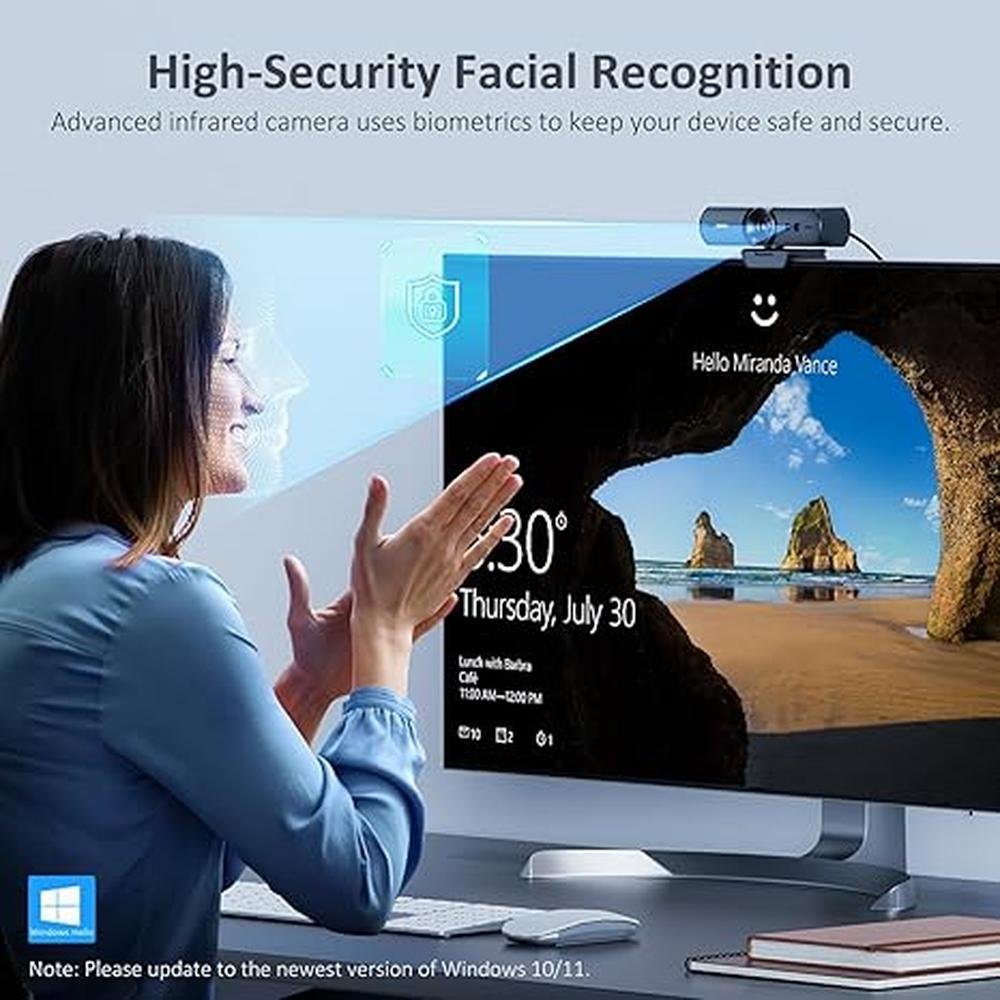 NexiGo HelloCam: 1080P Webcam with Windows Hello and True – Side View