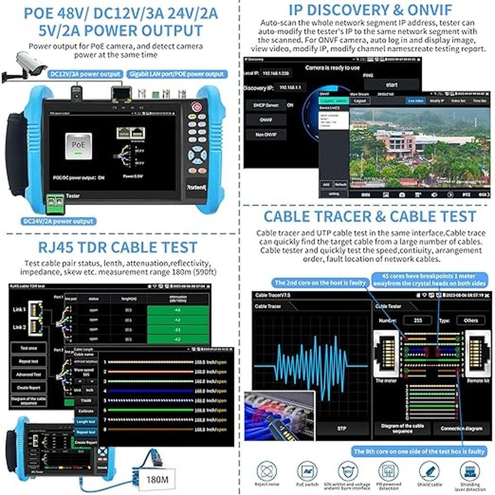 Tester Camera: Rsrteng CCTV Tester 8K 32MP 12MP IP Camera – Side View