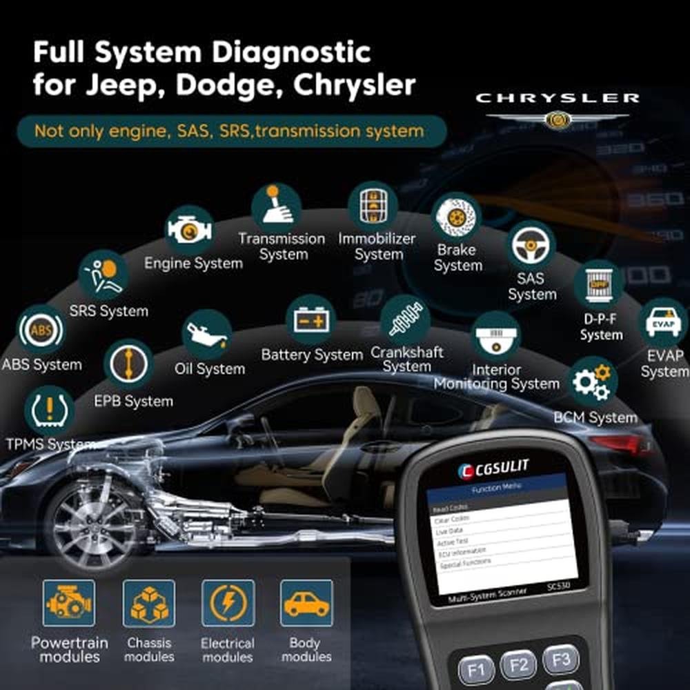 OBD2 Scanner: SC530 All System Code Reader for Dodge – Side View