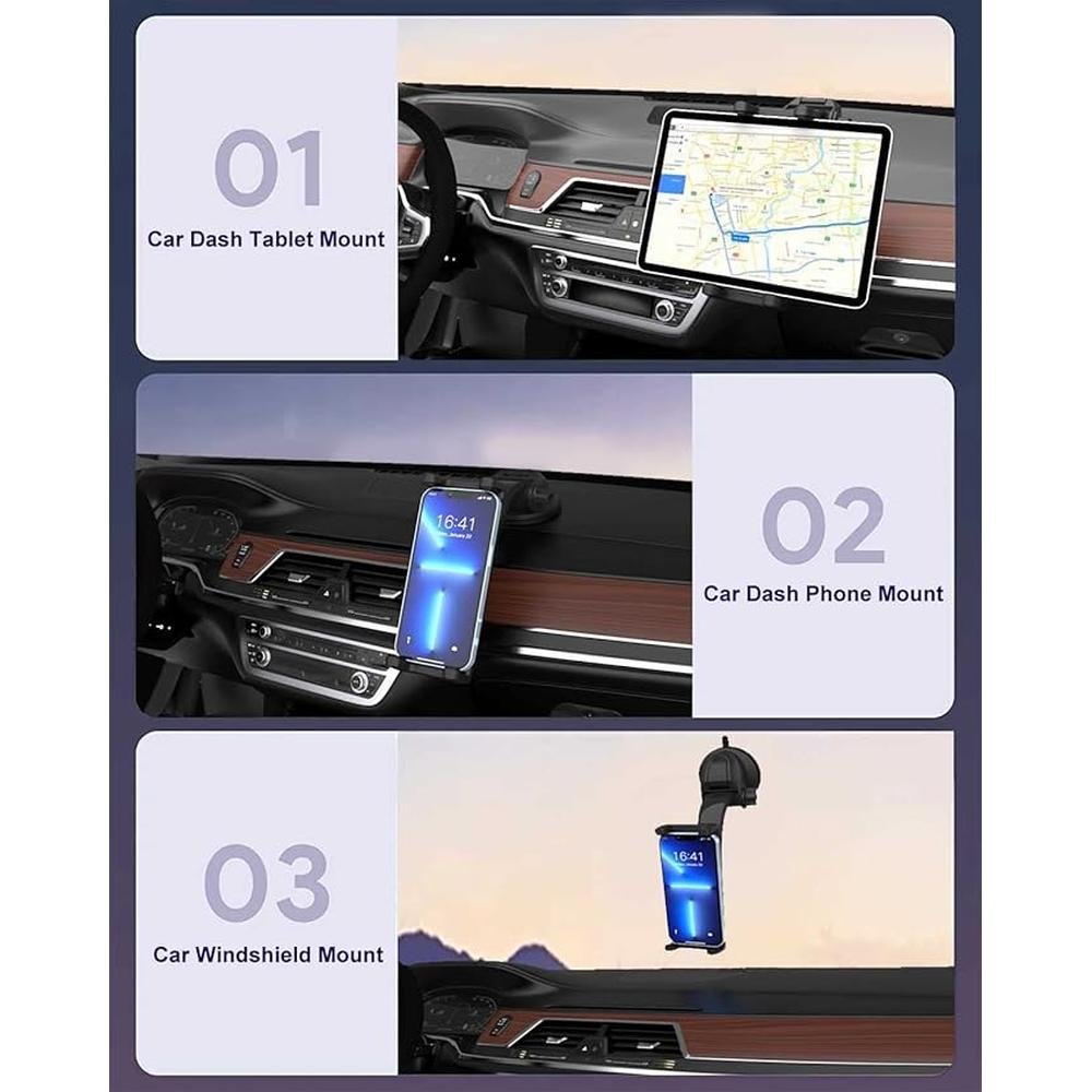 iPad Holder: Premium Car Dashboard Mount for 4-13 inch iPad – In Use