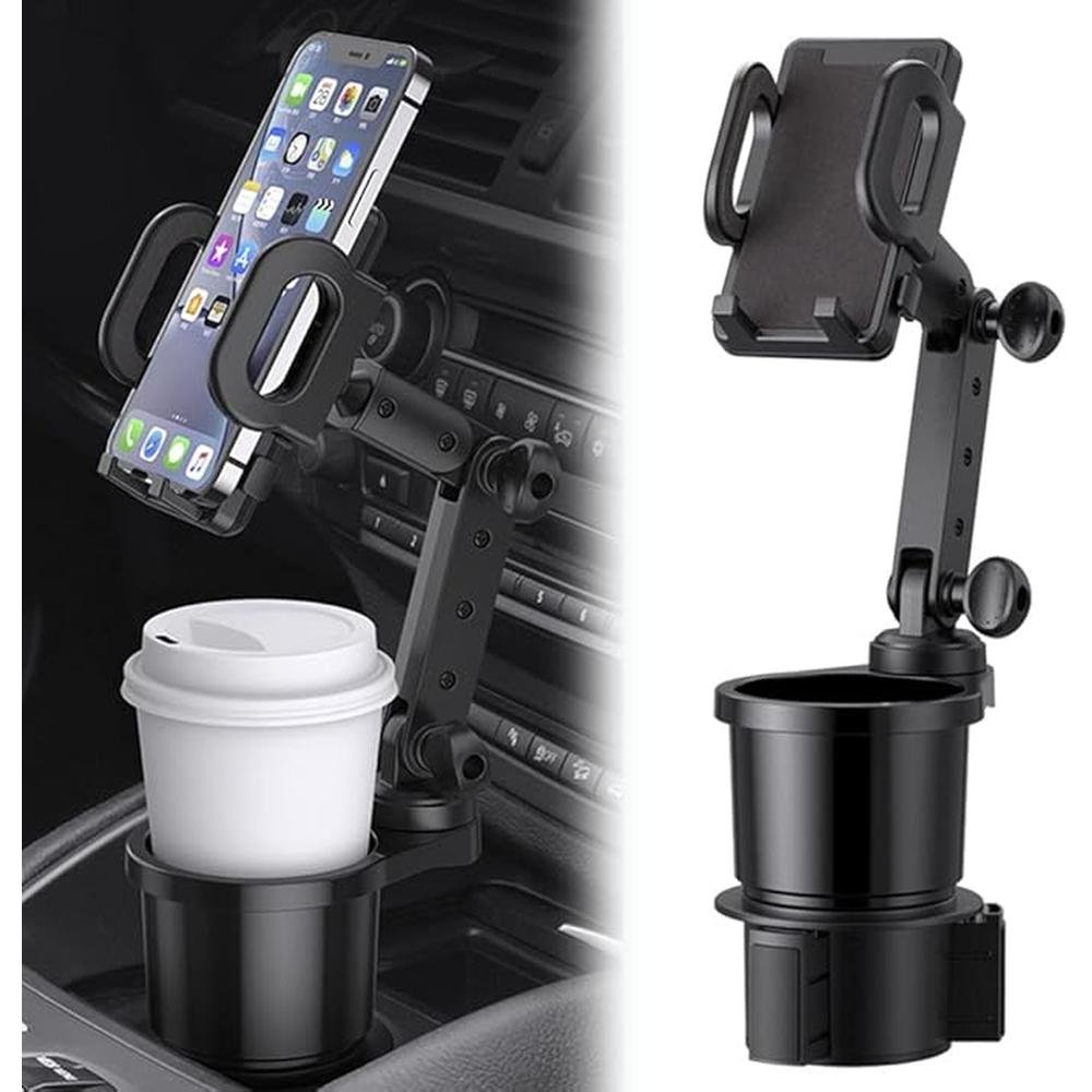 Car Cup Holder Phone Mount: Universal Auto Cell Phone Stand – Front View