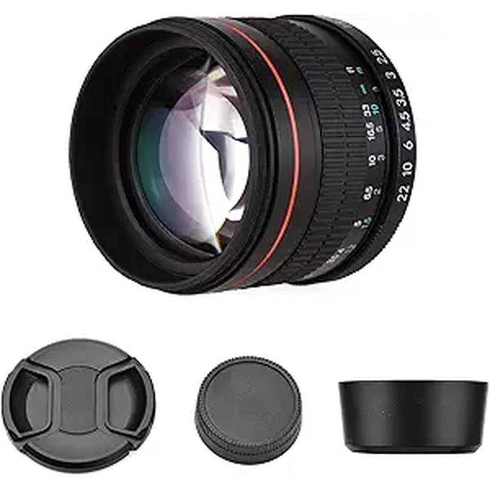 85mm Lens: Camnoon F1.8 Large Aperture Medium Telephoto – Front View