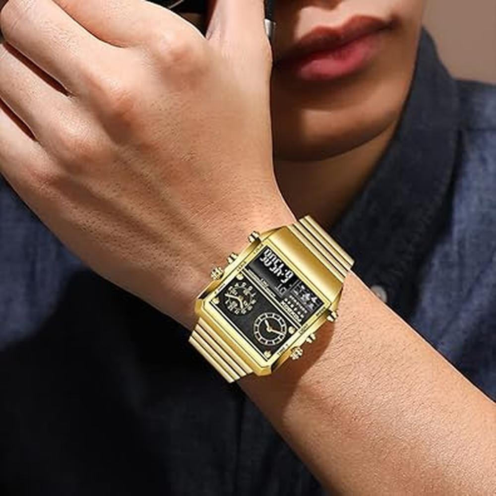 Weicam Men Luxury Luminous Waterproof Square Dial Digital – Side View
