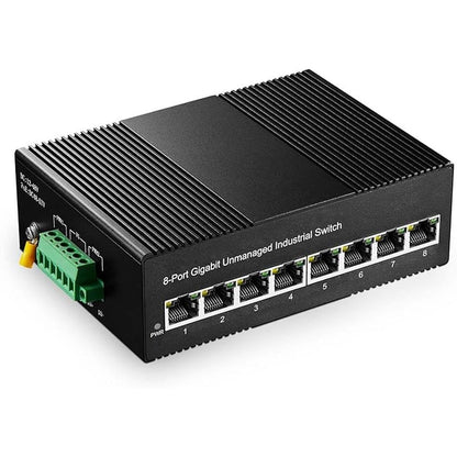 Binardat 8 Port Gigabit Din Rail Industrial Ethernet Switch – Front View