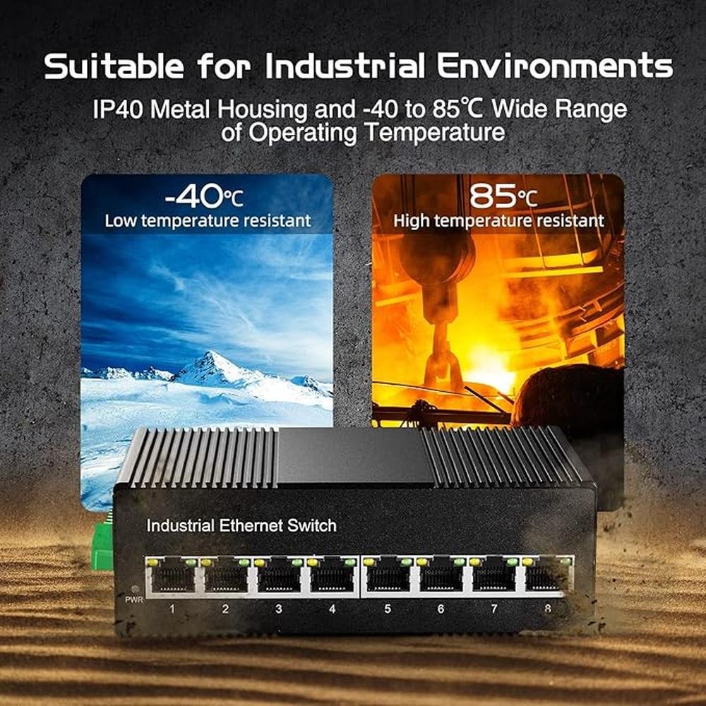 Binardat 8 Port Gigabit Din Rail Industrial Ethernet Switch – Packaging