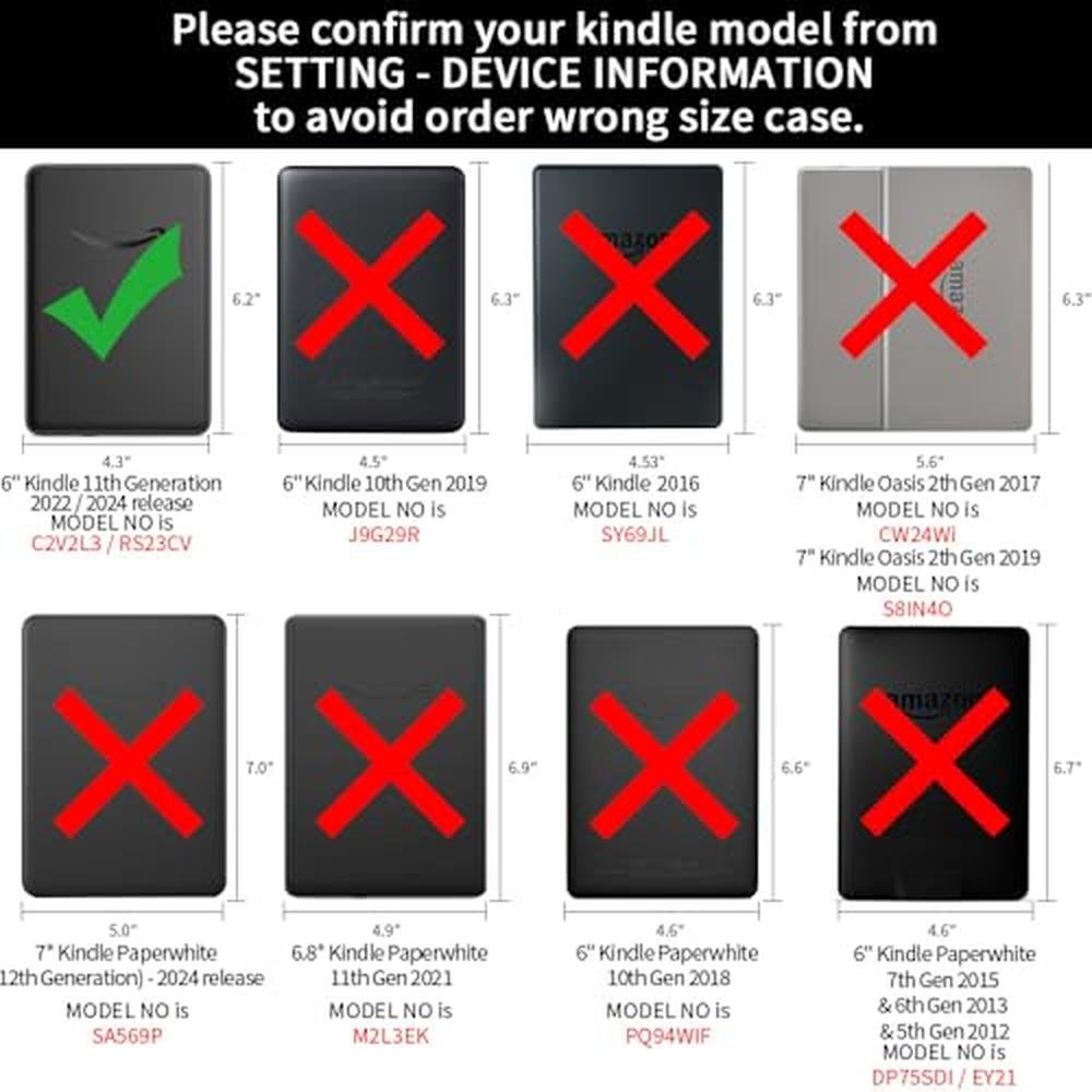 Kindle Case: Premium Leather Cover for 11th Generation with – Side View