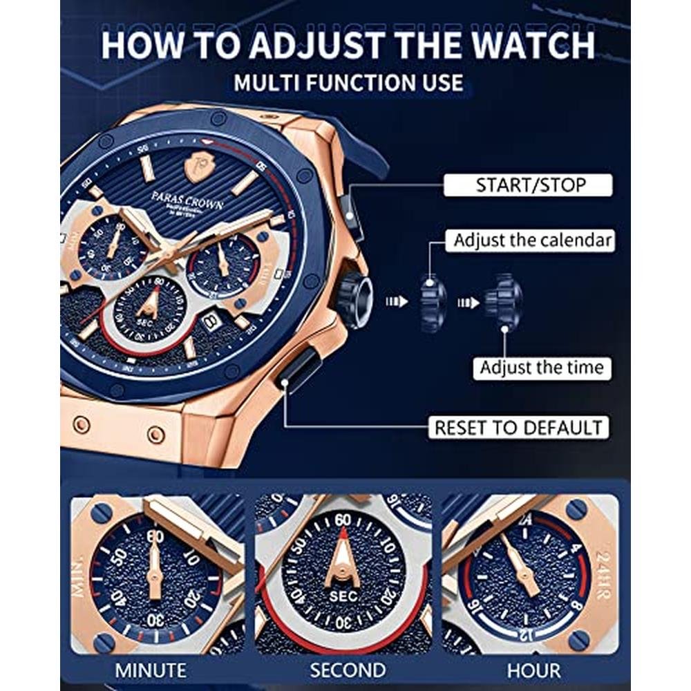 PC PARAS CROWN Mens Watches Fashion Luxury Quartz – In Use