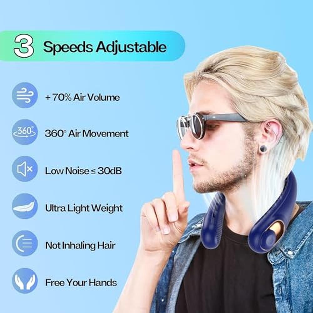 Fan Air: KIDEE Portable Neck Fan 4000mAh Battery – Side View