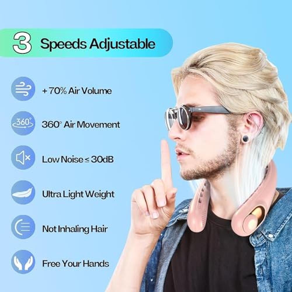 Neck Fan: KIDEE Portable Rechargeable Bladeless Fan – Side View
