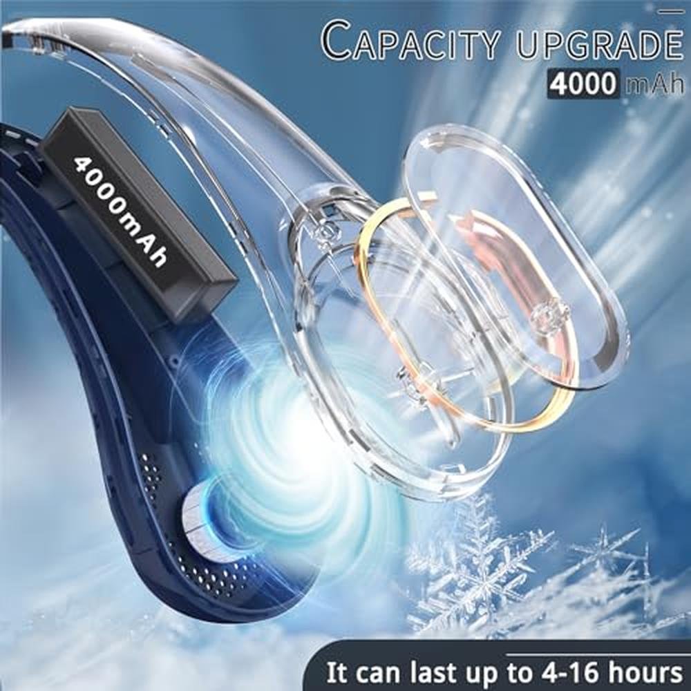 ASNUG Neck Fan: USB Rechargeable Personal Fan 4000mAh – In Use