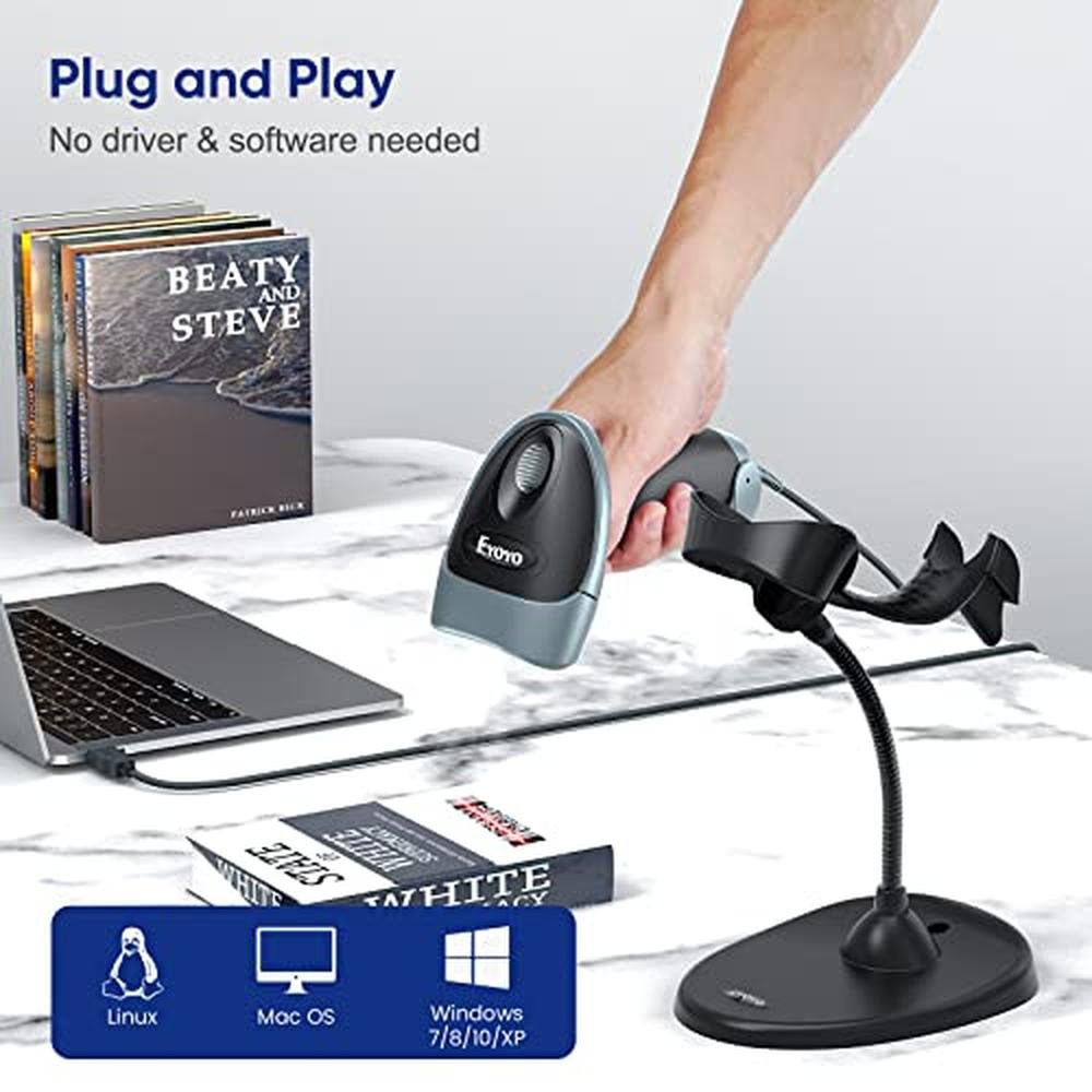 Scanner Code: Eyoyo Handheld 2D Barcode Scanner with – Side View