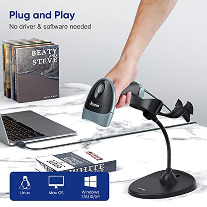 Scanner Code: Eyoyo Handheld 2D Barcode Scanner with – Side View