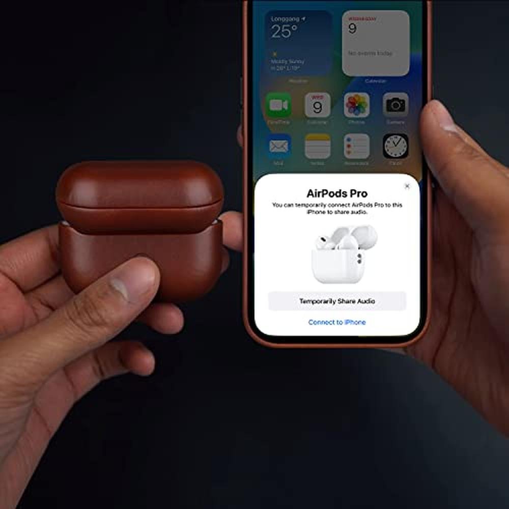 Leather Case: Maogoam AirPods Pro 2 Genuine Crystal – Side View