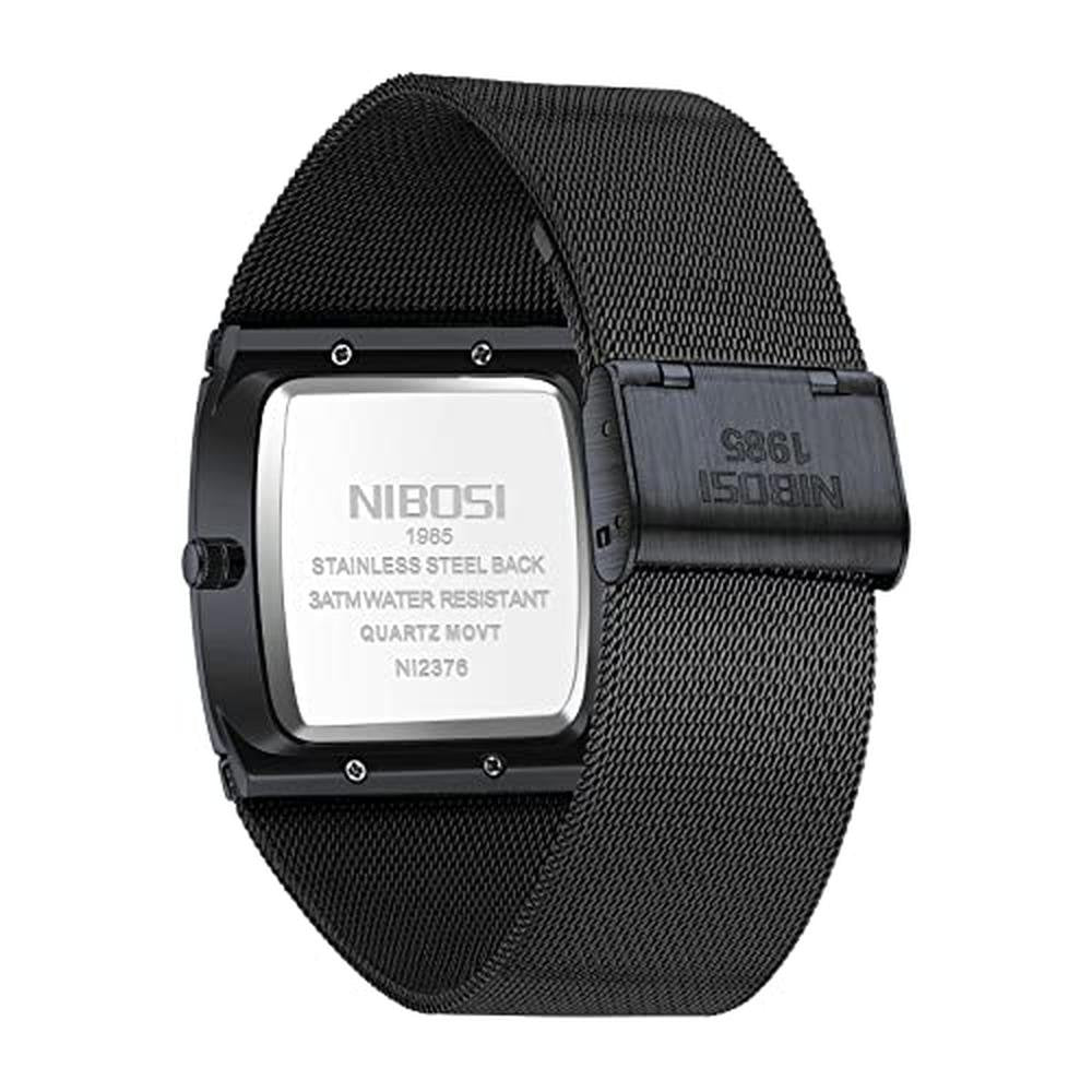 Men Watches: NIBOSI Square Analog Quartz Stainless Steel – In Use