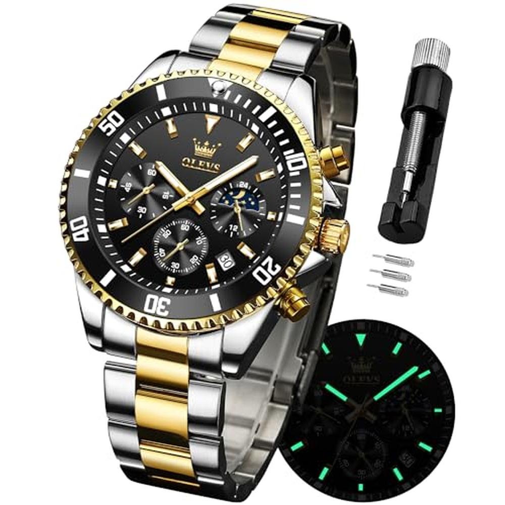 Watches Olevs: Olevs Men's Two-Tone Stainless Steel Analog – Front View