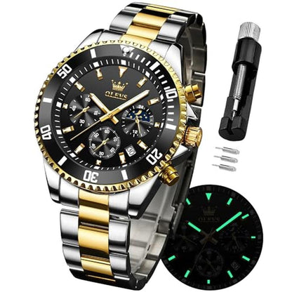 Watches Olevs: Olevs Men's Two-Tone Stainless Steel Analog – Front View