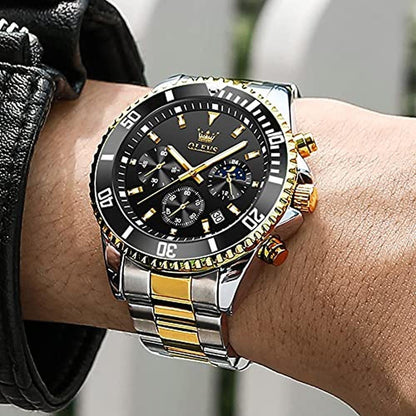 Watches Olevs: Olevs Men's Two-Tone Stainless Steel Analog – Side View