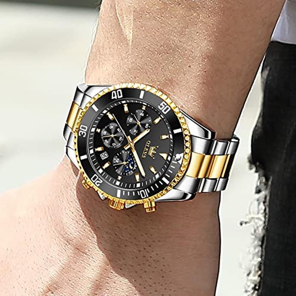 Watches Olevs: Olevs Men's Two-Tone Stainless Steel Analog – Close-up Detail