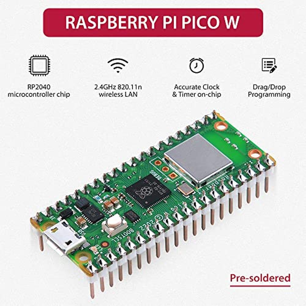 Raspberry Pi Pico W: DVOZVO 4Pack RP2040 Chip WiFi Wireless – Side View