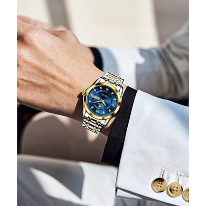 OLEVS Men's Diamond Watch: Luxury Business Dress Wrist – Side View