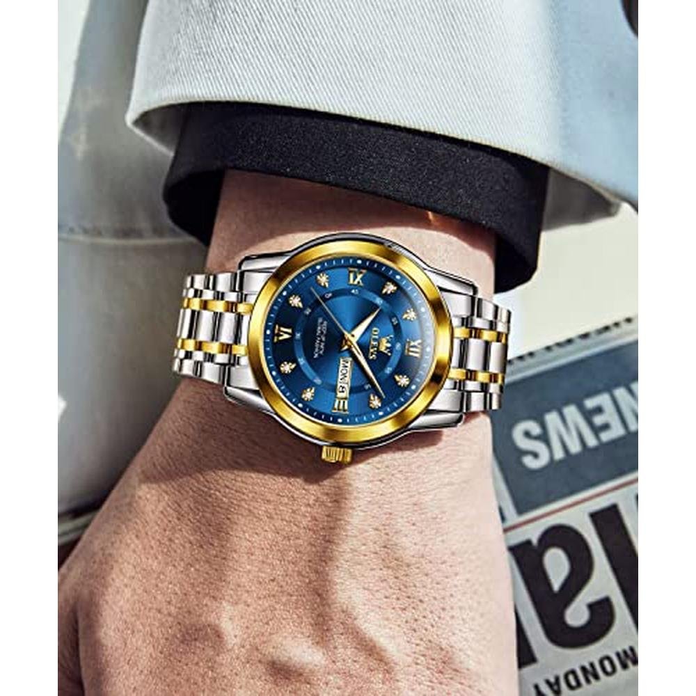 OLEVS Men's Diamond Watch: Luxury Business Dress Wrist – Close-up Detail