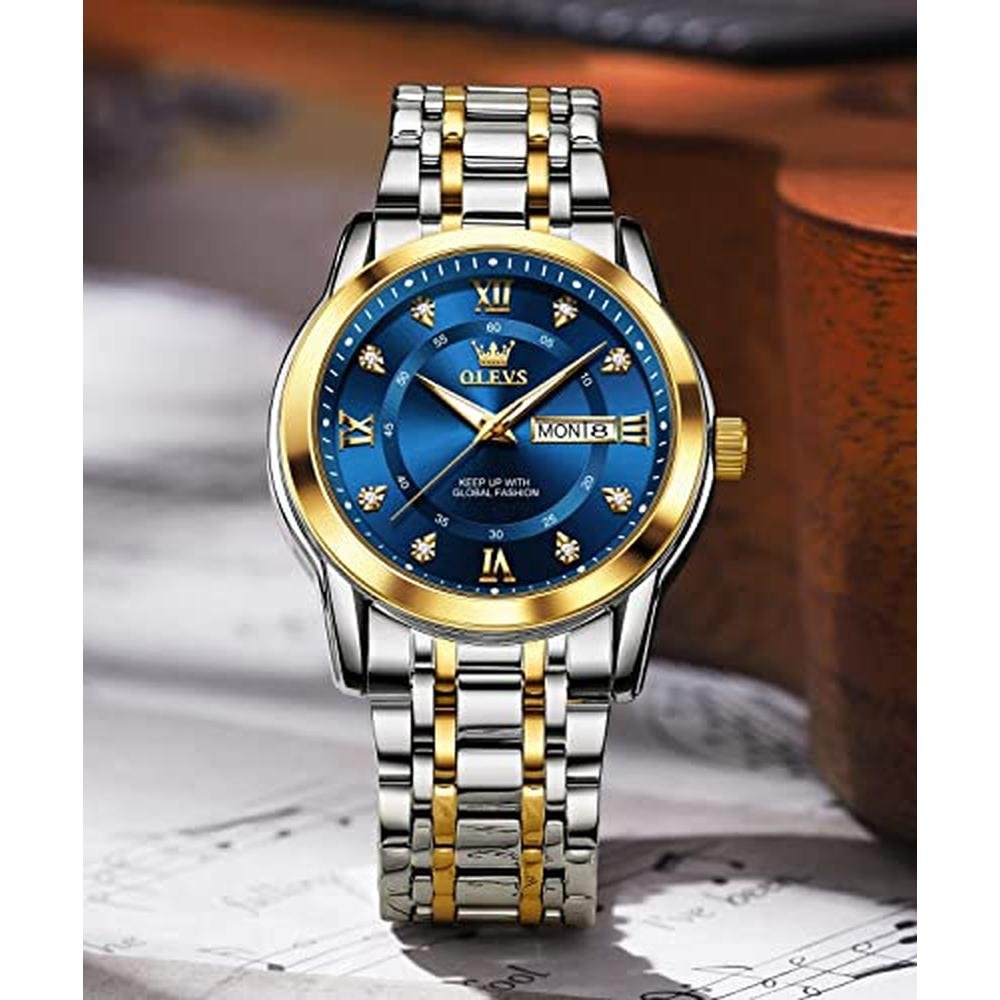 OLEVS Men's Diamond Watch: Luxury Business Dress Wrist – In Use